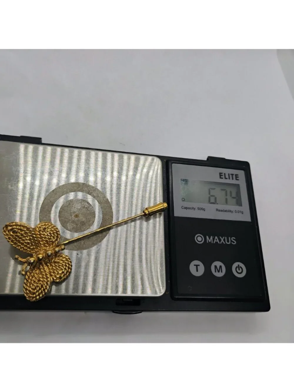 Vintage Butterfly Stick Pin Gold Tone Braided Rope Design - Picture 4 of 4